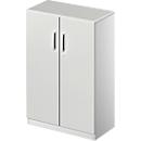 Schäfer Shop Genius Vleugeldeurkast TETRIS SOLID, 3 ordnerhoogten, B 800 mm, afsluitbaar, met afdekplaat, lichtgrijs/blank aluminium 