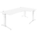 Schäfer Shop Genius Winkelschreibtisch 90° PLANOVA ERGOSTYLE, Ansatz rechts, manuell höhenverstellbar, B 2000 mm, weiß/weiß