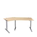 Schäfer Shop Genius Winkelschreibtisch AERO FLEX, elektrisch höhenverstellbar, 135° Winkel links, B 2165 mm, Ahorn/weißalu + Memorypanel