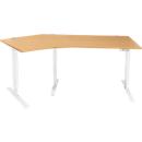 Schäfer Shop Genius Winkelschreibtisch AERO FLEX, elektrisch höhenverstellbar, 135° Winkel links, B 2165 mm, Buche/weiß + Memorypanel
