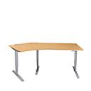 Schäfer Shop Genius Winkelschreibtisch AERO FLEX, elektrisch höhenverstellbar, 135° Winkel links, B 2165 mm, Buche/weißalu