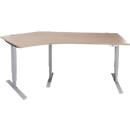 Schäfer Shop Genius Winkelschreibtisch AERO FLEX, elektrisch höhenverstellbar, 135° Winkel links, B 2165 mm, Eiche/weißalu + Memorypanel