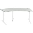 Schäfer Shop Genius Winkelschreibtisch AERO FLEX, elektrisch höhenverstellbar, 135° Winkel links, B 2165 mm, lichtgrau/weiß + Memorypanel