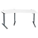 Schäfer Shop Genius Winkelschreibtisch AERO FLEX, elektrisch höhenverstellbar, 135° Winkel links, B 2165 mm, weiß/anthrazit + Memorypanel