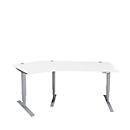 Schäfer Shop Genius Winkelschreibtisch AERO FLEX, elektrisch höhenverstellbar, 135° Winkel links, B 2165 mm, weiß/weißalu + Memorypanel