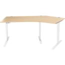Schäfer Shop Genius Winkelschreibtisch AERO FLEX, elektrisch höhenverstellbar, 135° Winkel rechts, B 2165 mm, Ahorn/weiß + Memorypanel
