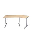 Schäfer Shop Genius Winkelschreibtisch AERO FLEX, elektrisch höhenverstellbar, 135° Winkel rechts, B 2165 mm, Ahorn/weißalu + Memorypanel