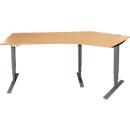 Schäfer Shop Genius Winkelschreibtisch AERO FLEX, elektrisch höhenverstellbar, 135° Winkel rechts, B 2165 mm, Buche/anthrazit + Memorypanel