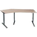 Schäfer Shop Genius Winkelschreibtisch AERO FLEX, elektrisch höhenverstellbar, 135° Winkel rechts, B 2165 mm, Eiche/anthrazit + Memorypanel