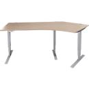 Schäfer Shop Genius Winkelschreibtisch AERO FLEX, elektrisch höhenverstellbar, 135° Winkel rechts, B 2165 mm, Eiche/weißalu + Memorypanel