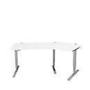 Schäfer Shop Genius Winkelschreibtisch AERO FLEX, elektrisch höhenverstellbar, 135° Winkel rechts, B 2165 mm, weiß/weißalu + Memorypanel
