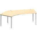 Schäfer Shop Genius Winkelschreibtisch MODENA FLEX 135°, Ansatz links, 4-Fuss-Quadratrohr, B 2165 mm, ahorn/weiss