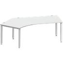 Schäfer Shop Genius Winkelschreibtisch MODENA FLEX 135°, Ansatz links, 4-Fuss-Quadratrohr, B 2165 mm, lichtgrau