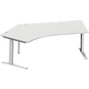 Schäfer Shop Genius Winkelschreibtisch MODENA FLEX 135°, Ansatz links, C-Fuß-Rechteckrohr, B 2165 mm, lichtgrau