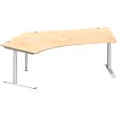 Schäfer Shop Genius Winkelschreibtisch MODENA FLEX 135°, Ansatz links, C-Fuß-Rundrohr, B 2165 mm, ahorn