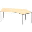 Schäfer Shop Genius Winkelschreibtisch MODENA FLEX 135°, Ansatz rechts, 4-Fuss-Quadratrohr, B 2165 mm, ahorn/weiss