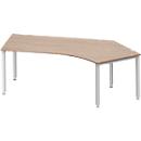 Schäfer Shop Genius Winkelschreibtisch MODENA FLEX 135°, Ansatz rechts, 4-Fuss-Quadratrohr, B 2165 mm, Eiche-Dekor/weissalu