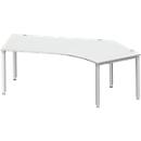 Schäfer Shop Genius Winkelschreibtisch MODENA FLEX 135°, Ansatz rechts, 4-Fuss-Quadratrohr, B 2165 mm, lichtgrau