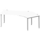 Schäfer Shop Genius Winkelschreibtisch MODENA FLEX 135°, Ansatz rechts, 4-Fuss-Quadratrohr, B 2165 mm, weiss/weiss