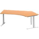 Schäfer Shop Genius Winkelschreibtisch MODENA FLEX 135°, Ansatz rechts, C-Fuß-Rechteckrohr, B 2165 mm, buche/weiß