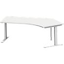 Schäfer Shop Genius Winkelschreibtisch MODENA FLEX 135°, Ansatz rechts, C-Fuß-Rechteckrohr, B 2165 mm, lichtgrau