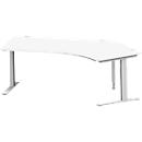 Schäfer Shop Genius Winkelschreibtisch MODENA FLEX 135°, Ansatz rechts, C-Fuß-Rechteckrohr, B 2165 mm, weiß/weiß