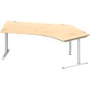 Schäfer Shop Genius Winkelschreibtisch MODENA FLEX 135°, Ansatz rechts, C-Fuß-Rundrohr, B 2165 mm, ahorn
