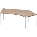 Schäfer Shop Genius Winkelschreibtisch MODENA FLEX 135°, Ansatz rechts, Eiche/weißaluminium
