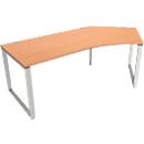 Schäfer Shop Genius Winkelschreibtisch MODENA FLEX, 135°, Bügelfuß, Ansatz rechts, B, B 2165 mm, Buche-Dekor