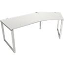 Schäfer Shop Genius Winkelschreibtisch MODENA FLEX, 135°, Bügelfuß, Ansatz rechts, B, B 2165 mm, lichtgrau