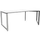 Schäfer Shop Genius Winkelschreibtisch MODENA FLEX, 135°, Bügelfuß, Ansatz rechts, B, B 2165 mm, weiß