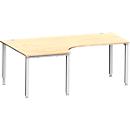 Schäfer Shop Genius Winkelschreibtisch MODENA FLEX 90°, Ansatz links, 4-Fuß-Quadratrohr, B 2000 mm, ahorn/weiß