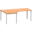 Schäfer Shop Genius Winkelschreibtisch MODENA FLEX 90°, Ansatz links, 4-Fuß-Quadratrohr, B 2000 mm, buche/weiß