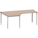 Schäfer Shop Genius Winkelschreibtisch MODENA FLEX 90°, Ansatz links, 4-Fuß-Quadratrohr, B 2000 mm, weiß/weiß