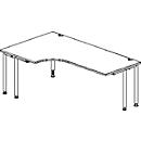 Schäfer Shop Genius Winkelschreibtisch MODENA FLEX 90°, Ansatz links, beidseitig, verkürzte Seitenteile, 4-Fuß-Rundrohr, weiß 