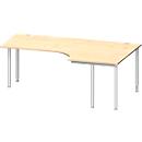 Schäfer Shop Genius Winkelschreibtisch MODENA FLEX 90°, Ansatz rechts, beidseitig, verkürzte Seitenteile, 4-Fuß-Rundrohr, Ahorn-Dekor 