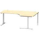 Schäfer Shop Genius Winkelschreibtisch MODENA FLEX 90°, Ansatz rechts, C-Fuß-Rundrohr, B 2000 mm, ahorn/weiß