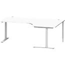 Schäfer Shop Genius Winkelschreibtisch MODENA FLEX 90°, Ansatz rechts, C-Fuß-Rundrohr, B 2000 mm, weiß/weiß