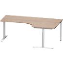 Schäfer Shop Genius Winkelschreibtisch MODENA FLEX 90°, Ansatz rechts, T-Fuß-Rundrohr, B 2000 mm, Eiche-Dekor/weißalu