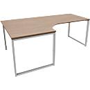 Schäfer Shop Genius Winkelschreibtisch MODENA FLEX, 90°, Bügelfuß, Ansatz links, B 2000 mm, Eiche-Dekor