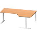 Schäfer Shop Genius Winkelschreibtisch MODENA FLEX 90°, C-Fuß-Rechteckrohr, B 2000 mm, Ansatz rechts, Buche/weißalu