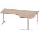 Schäfer Shop Genius Winkelschreibtisch MODENA FLEX 90°, C-Fuß-Rechteckrohr, B 2000 mm, Ansatz rechts, Eiche-Dekor/weißalu