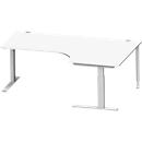 Schäfer Shop Genius Winkelschreibtisch MODENA FLEX 90°, C-Fuß-Rechteckrohr, B 2000 mm, Ansatz rechts, weiß/weißalu