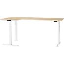 Schäfer Shop Genius Winkelschreibtisch Modena Flex, elektrisch höhenverstellbar, 90° Winkel beidseitig, B 2000 x T 1600 mm, Ahorn/weiß