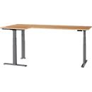 Schäfer Shop Genius Winkelschreibtisch Modena Flex, elektrisch höhenverstellbar, 90° Winkel beidseitig, B 2000 x T 1600 mm, Buche/anthrazit