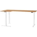 Schäfer Shop Genius Winkelschreibtisch Modena Flex, elektrisch höhenverstellbar, 90° Winkel beidseitig, B 2000 x T 1600 mm, Buche/weiß