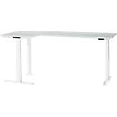 Schäfer Shop Genius Winkelschreibtisch Modena Flex, elektrisch höhenverstellbar, 90° Winkel beidseitig, B 2000 x T 1600 mm, lichtgrau/weiß