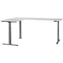 Schäfer Shop Genius Winkelschreibtisch Modena Flex, elektrisch höhenverstellbar, 90° Winkel beidseitig, B 2000 x T 2000 mm, lichtgrau/anthrazit