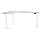 Schäfer Shop Genius Winkelschreibtisch Modena Flex, elektrisch höhenverstellbar, 90° Winkel beidseitig, B 2000 x T 2000 mm, lichtgrau/weiß