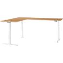 Schäfer Shop Genius Winkelschreibtisch Modena Flex, elektrisch höhenverstellbar, 90° Winkel beidseitig, B 2000 x T 2400 mm, Buche/weiß